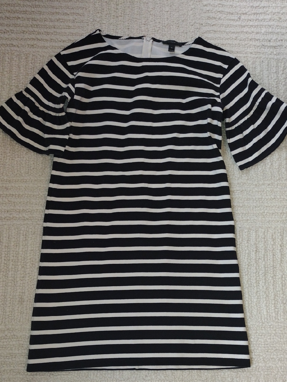 J. Crew Black and White Striped Short Sleeve Shift Dress
